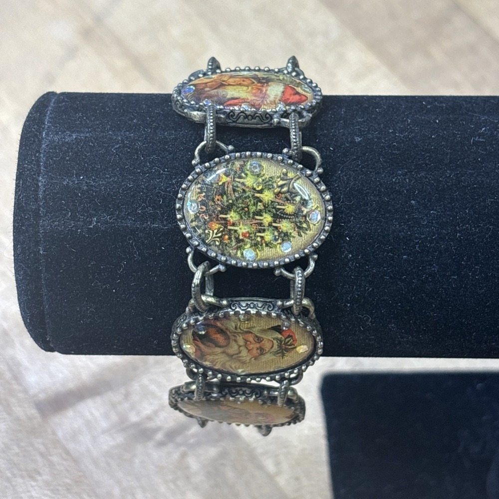 Vintage Avon Nina Ricci Holiday Memories Christmas Panel Bracelet 1990s